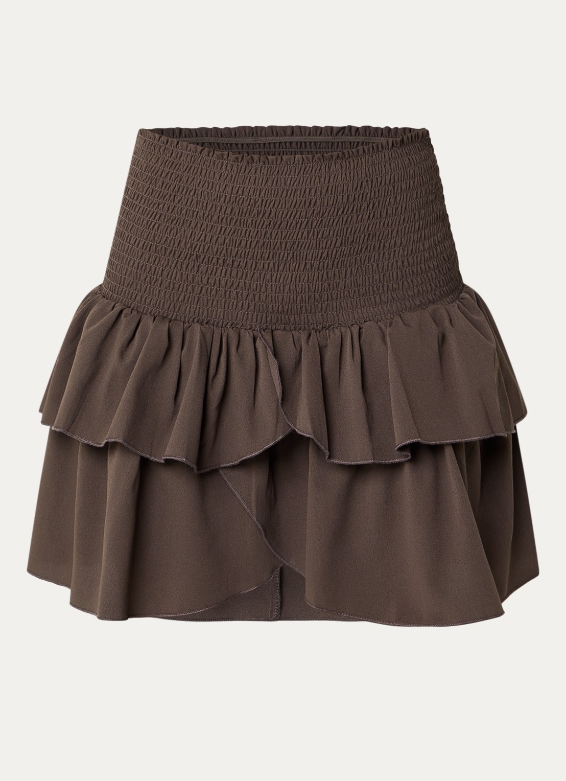 Neo Noir Carin minirok met smockwerk en volant  - voorkant 3 donkerbruin