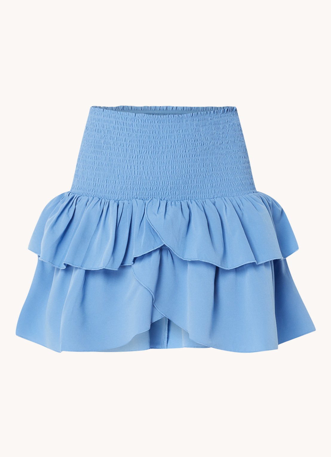 Neo Noir Carin minirok met smockwerk en volant  - voorkant 2 blauw