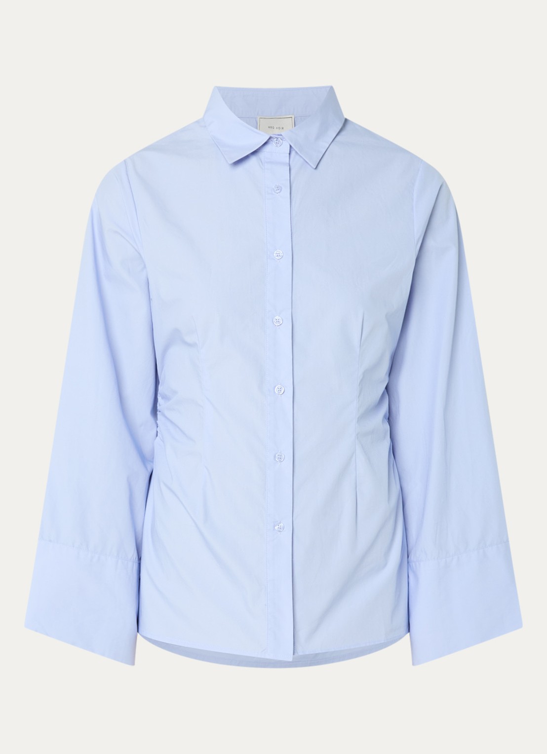 Neo Noir Caroli blouse met plooidetail - voorkant 2 lichtblauw