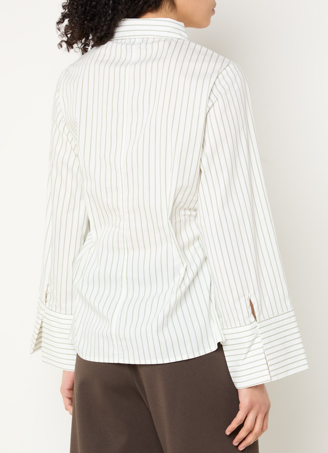 Neo Noir Caroli blouse met streepprint en plooidetail - achterkant 4 groen