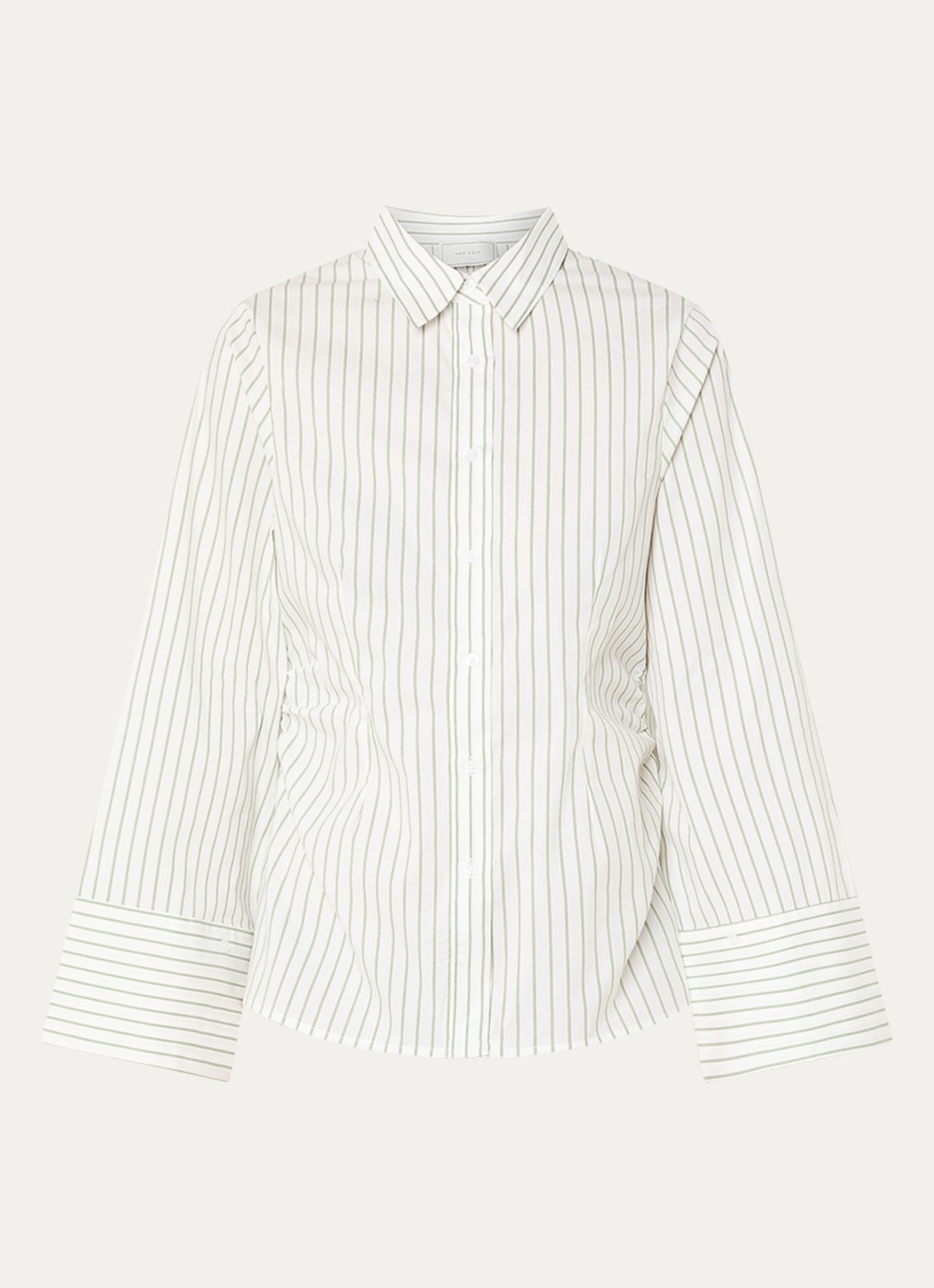 Neo Noir Caroli blouse met streepprint en plooidetail - voorkant 2 groen