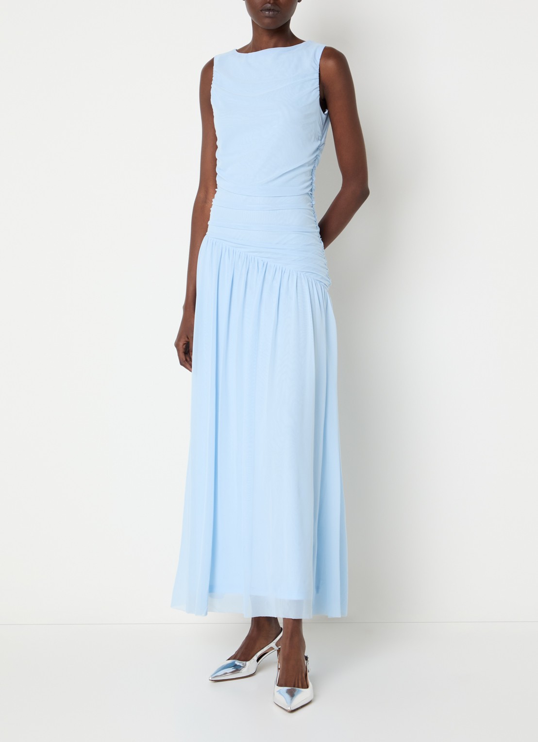 Neo Noir Cludine maxi jurk  - detail 4 lichtblauw
