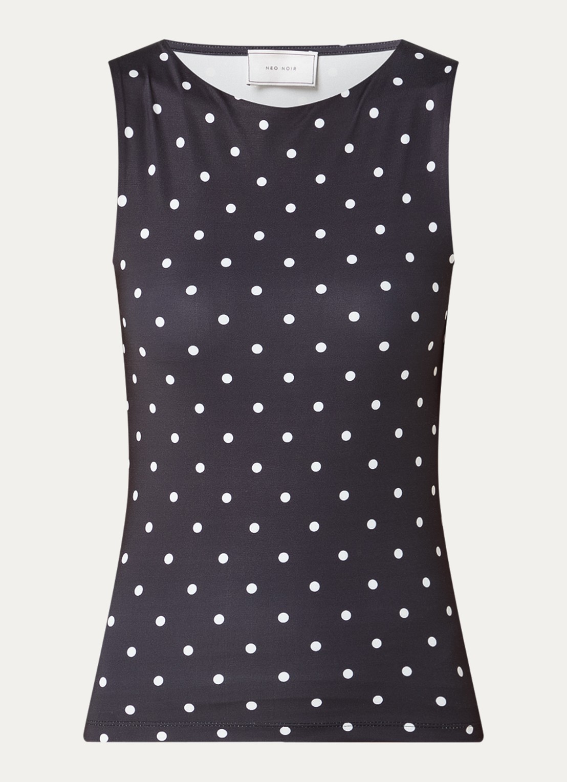 Neo Noir Ditty top met stippenprint - voorkant 2 zwart