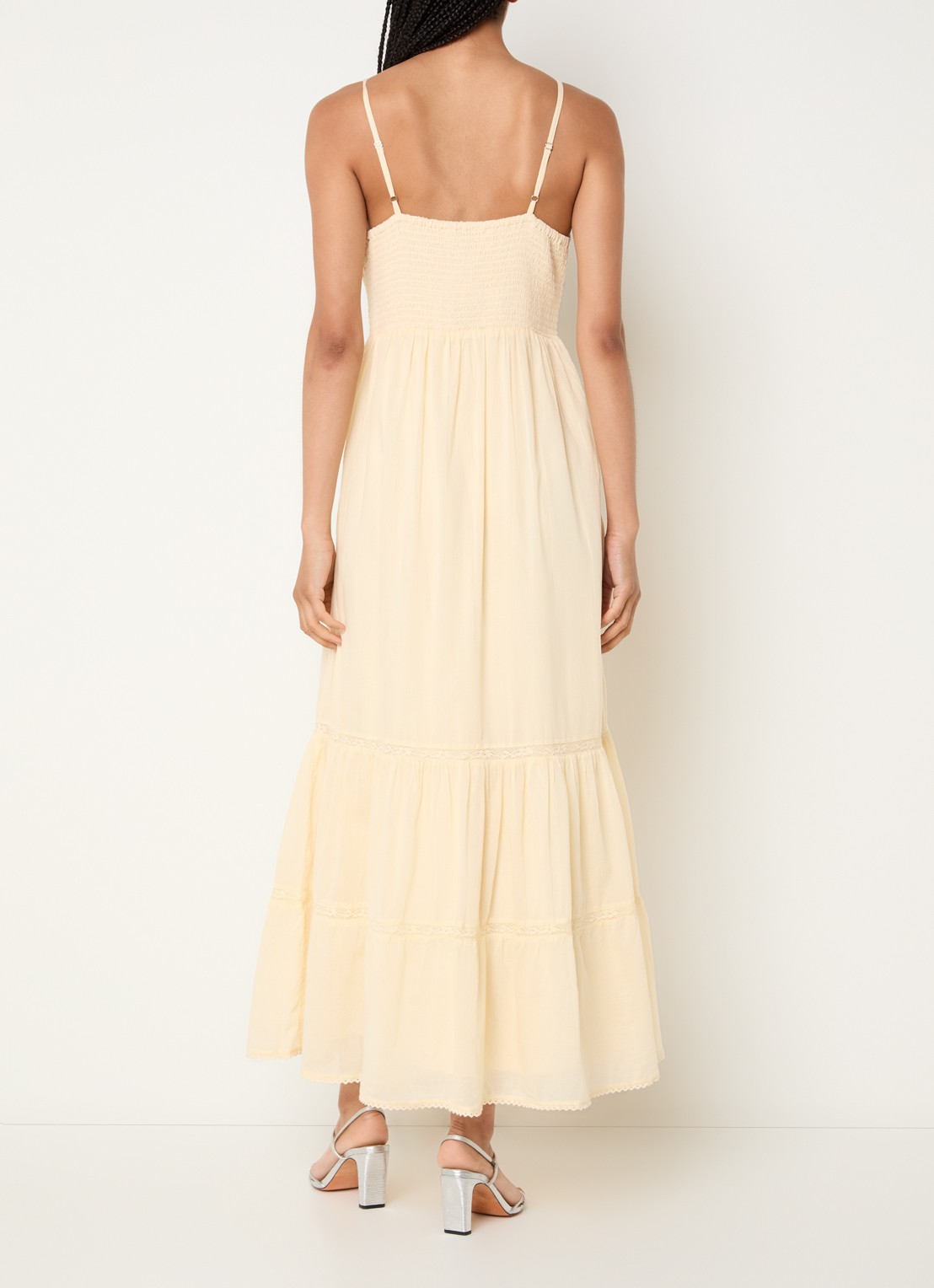 Neo Noir Elorie maxi jurk met broderie - achterkant 4 lichtgeel