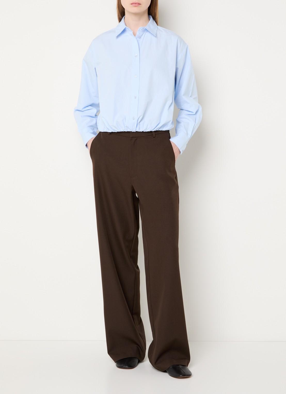 Neo Noir Emmana cropped blouse van katoen - voorkant 2 lichtblauw