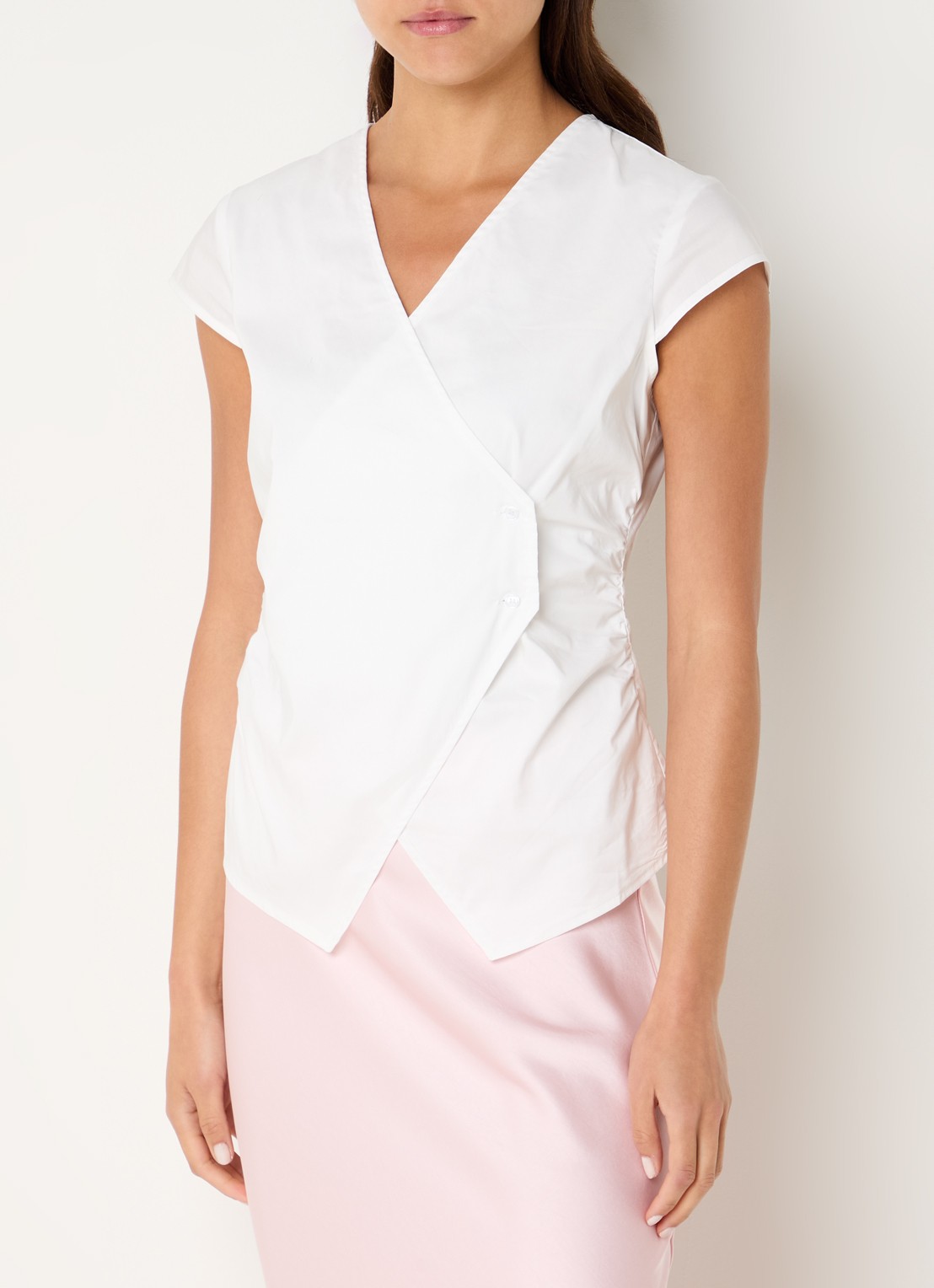 Neo Noir Fidi wikkel top met smockwerk  - detail 3 wit