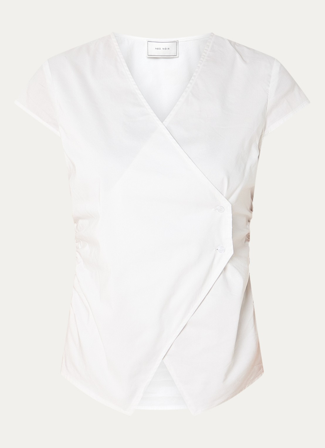 Neo Noir Fidi wikkel top met smockwerk  - voorkant wit