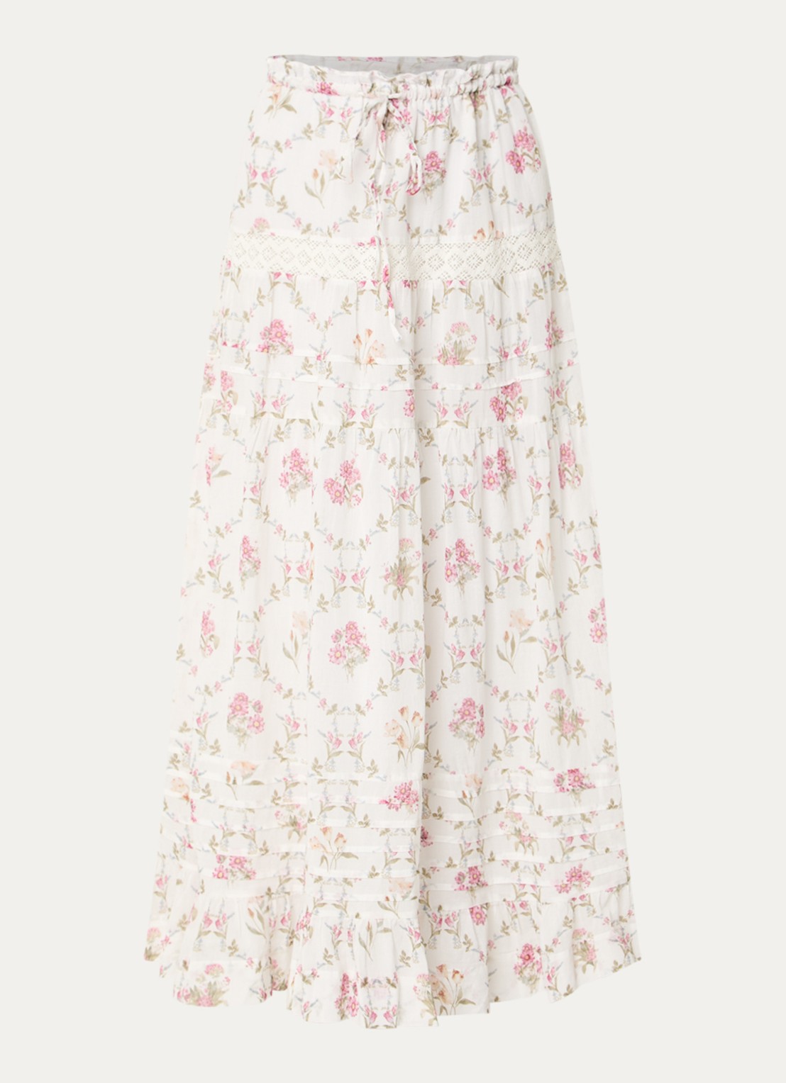 Neo Noir Fippo maxi rok met bloemenprint en details van kant - voorkant 2 wit