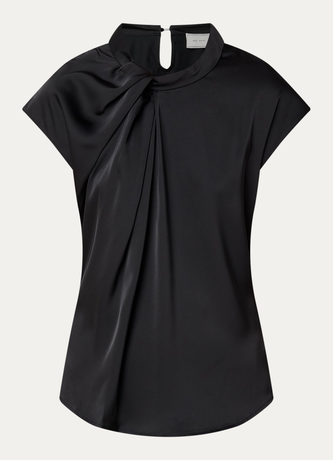 Neo Noir Fleur tuniek van satijn - voorkant 3 zwart