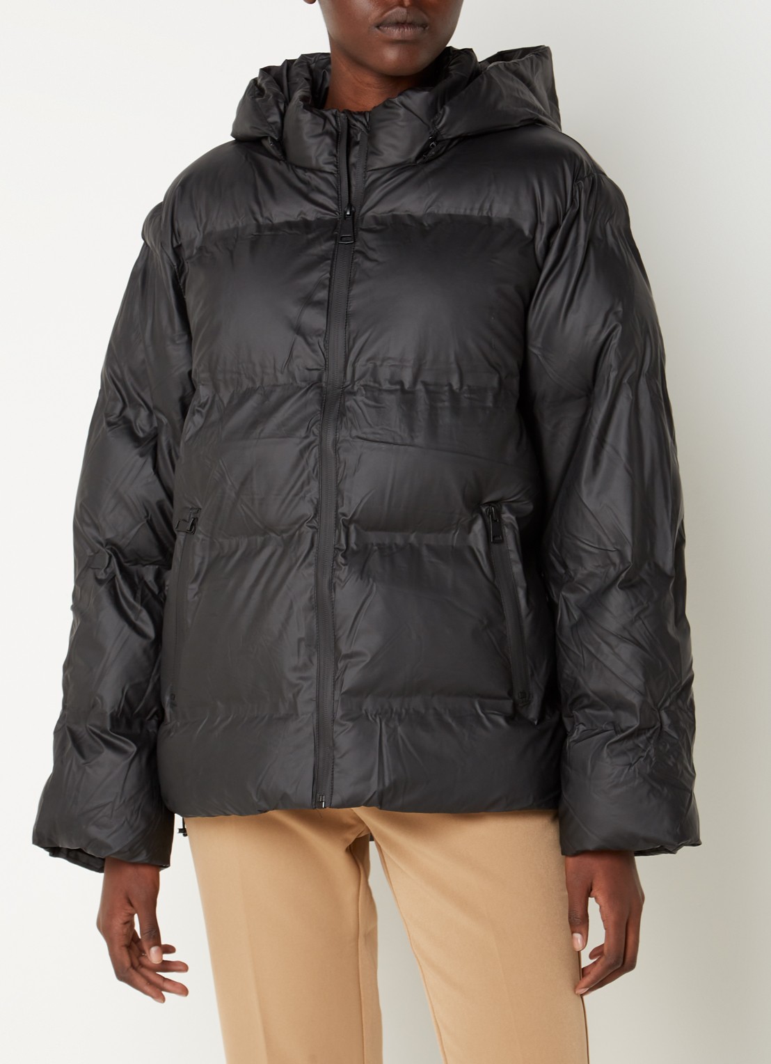 Neo Noir Fox puffer jack met afneembare capuchon - detail zwart