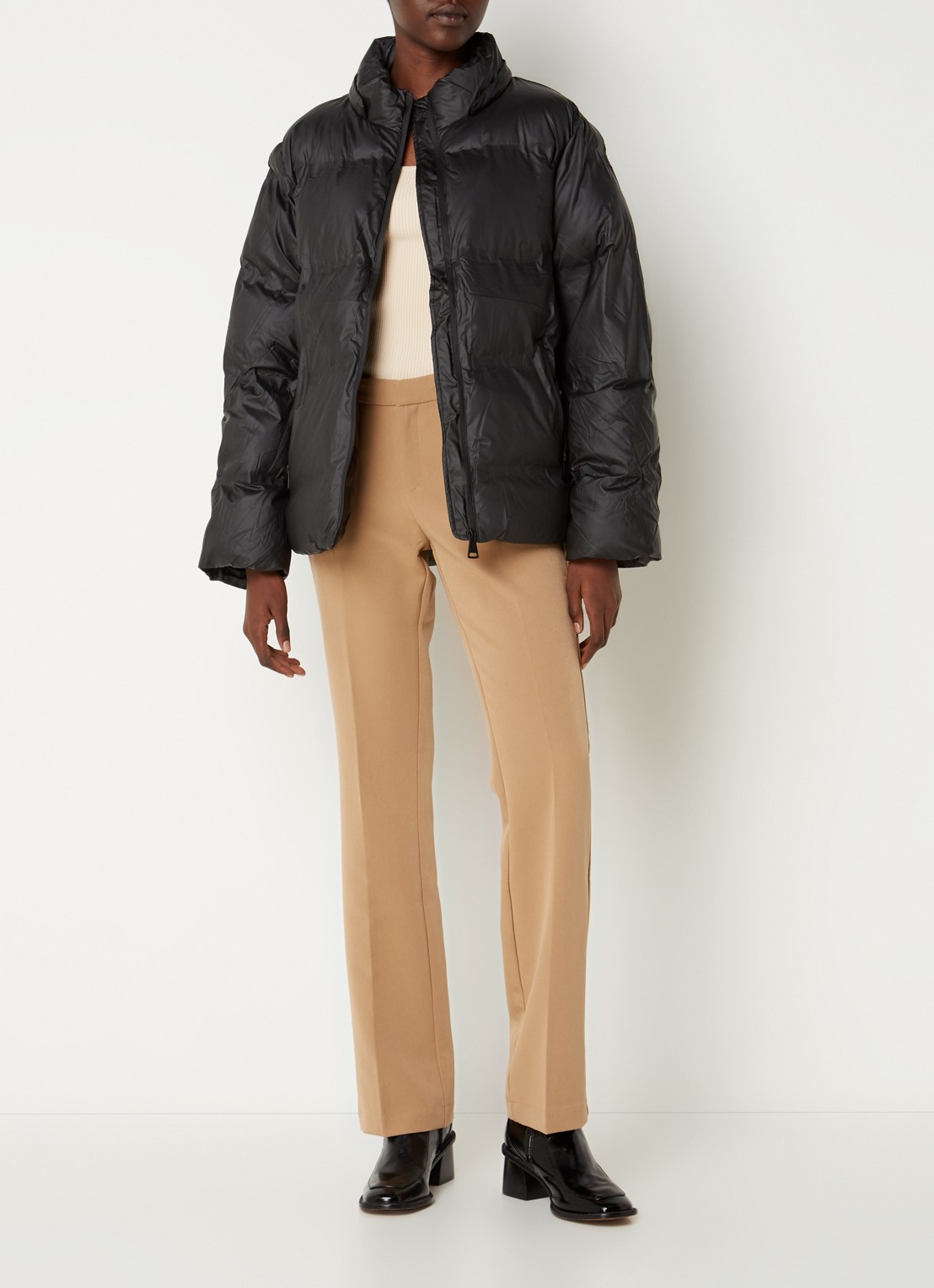 Neo Noir Fox puffer jack met afneembare capuchon - voorkant 4 zwart