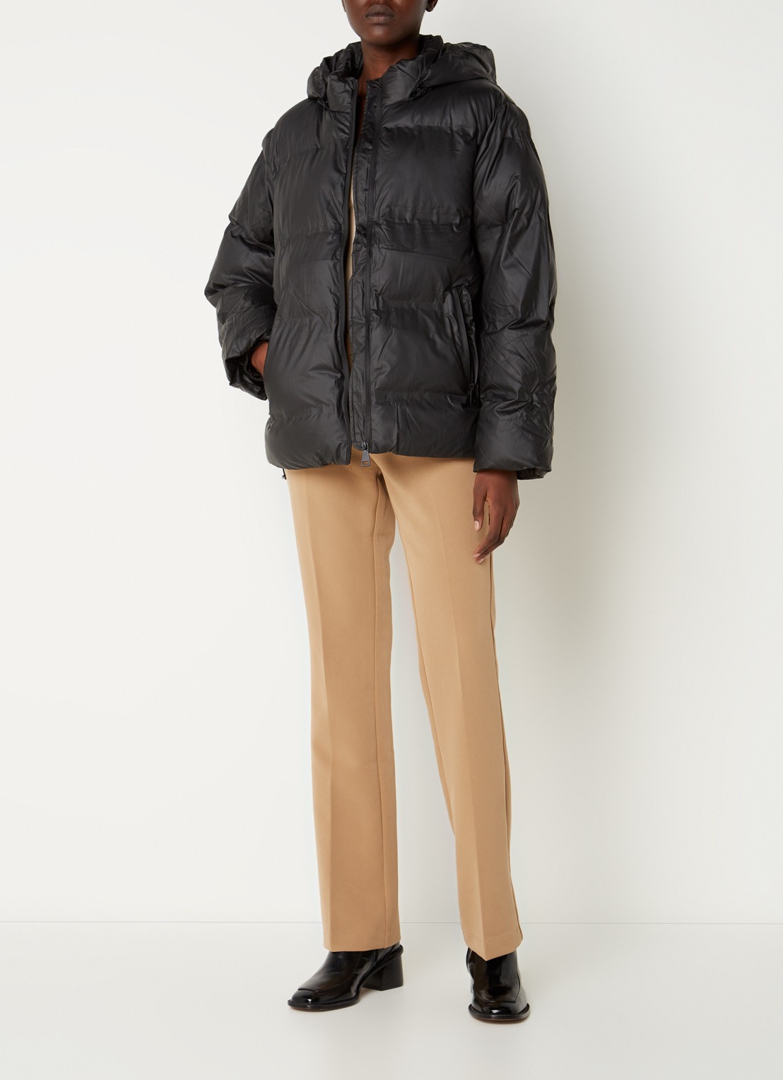 Neo Noir Fox puffer jack met afneembare capuchon - voorkant 5 zwart