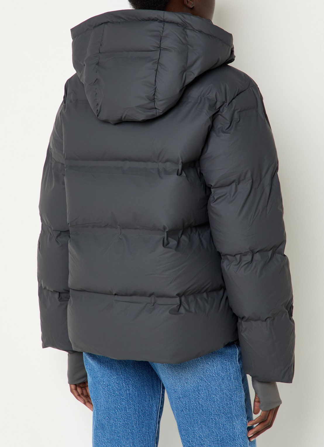 Neo Noir Fox puffer jack met afneembare capuchon - achterkant antraciet