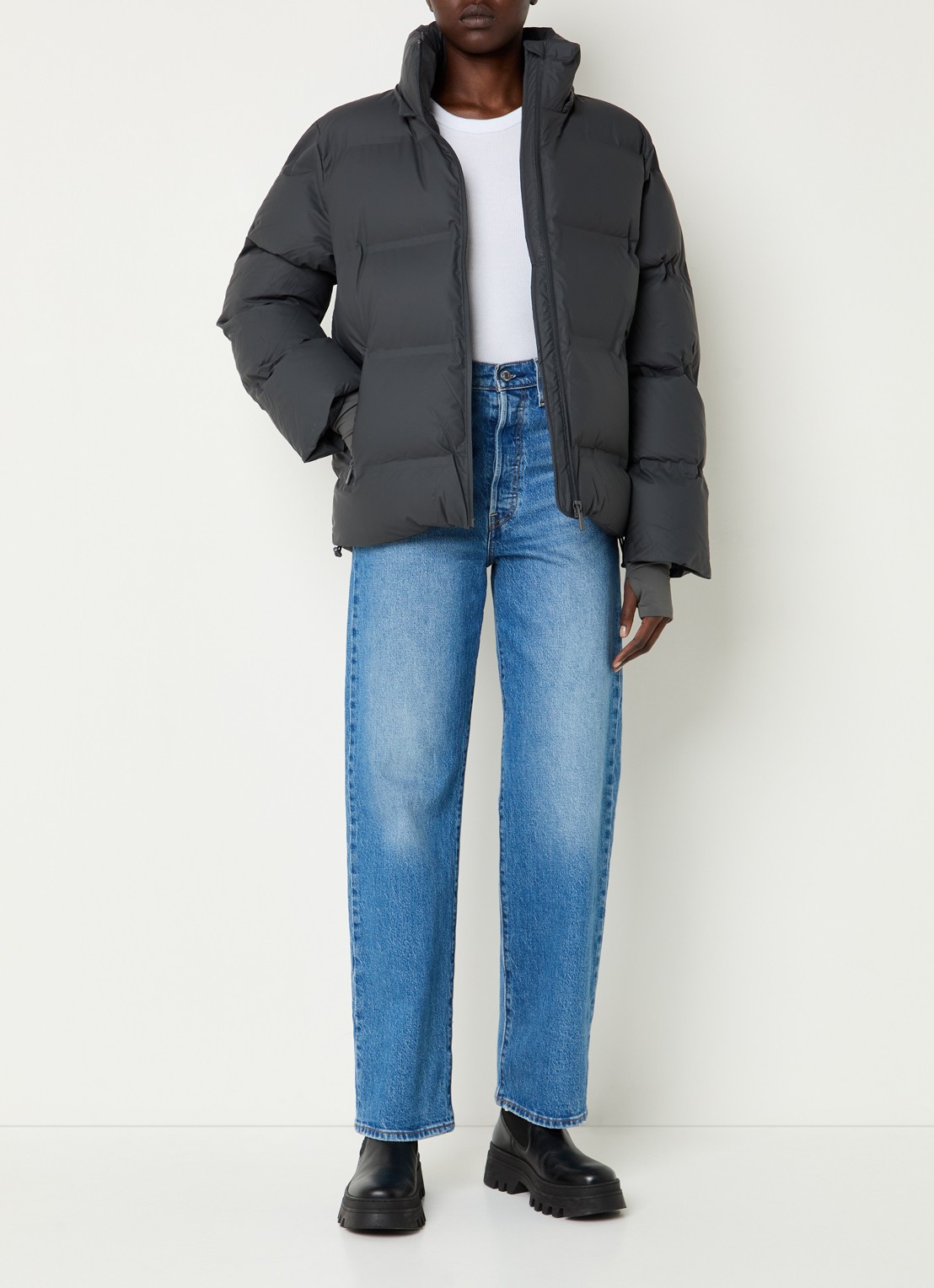 Neo Noir Fox puffer jack met afneembare capuchon - voorkant 4 antraciet