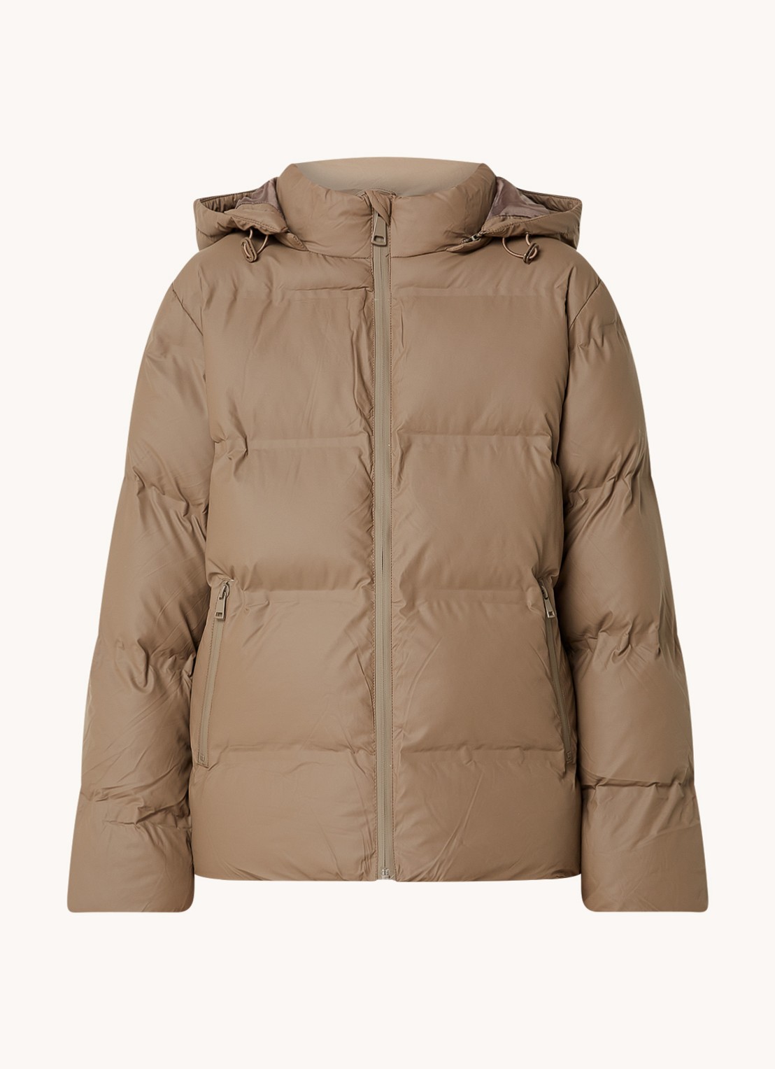 Neo Noir Fox puffer jack met afneembare capuchon - voorkant bruin