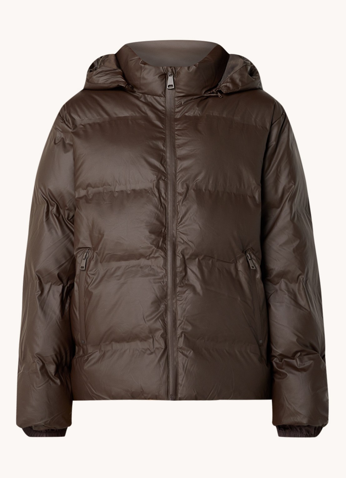 Neo Noir Fox puffer jack met afneembare capuchon - voorkant donkerbruin