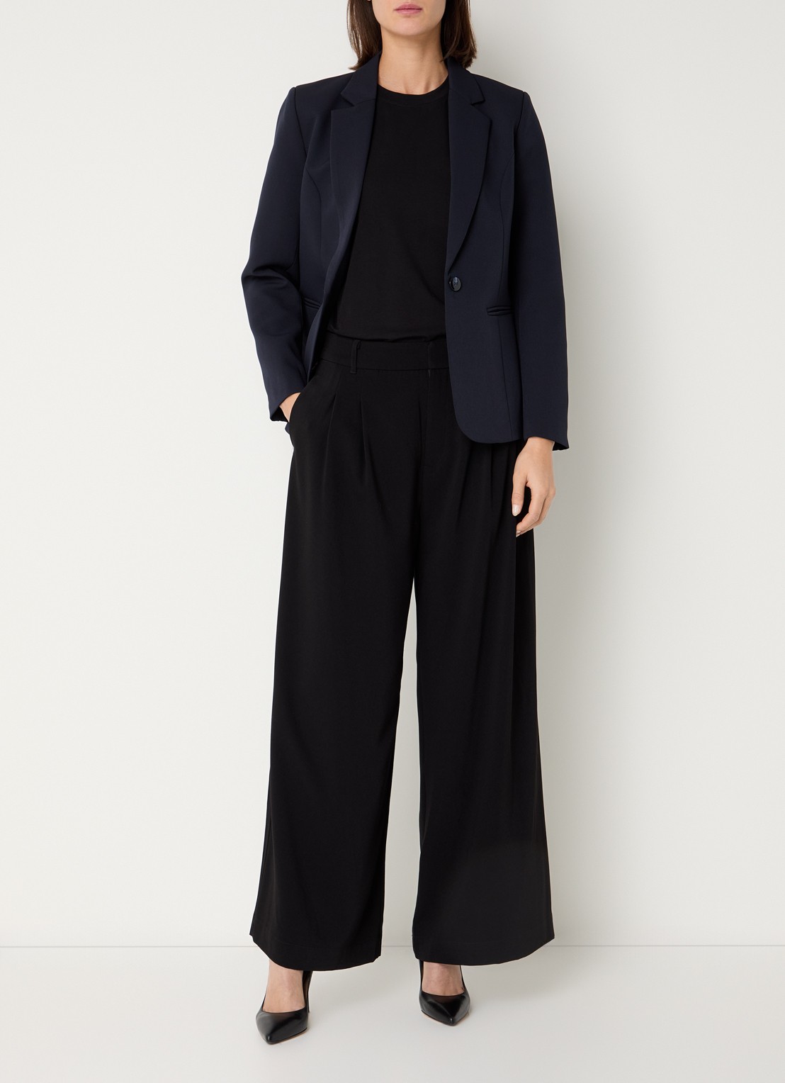 Neo Noir Francine blazer met schoudervulling - voorkant 4 donkerblauw