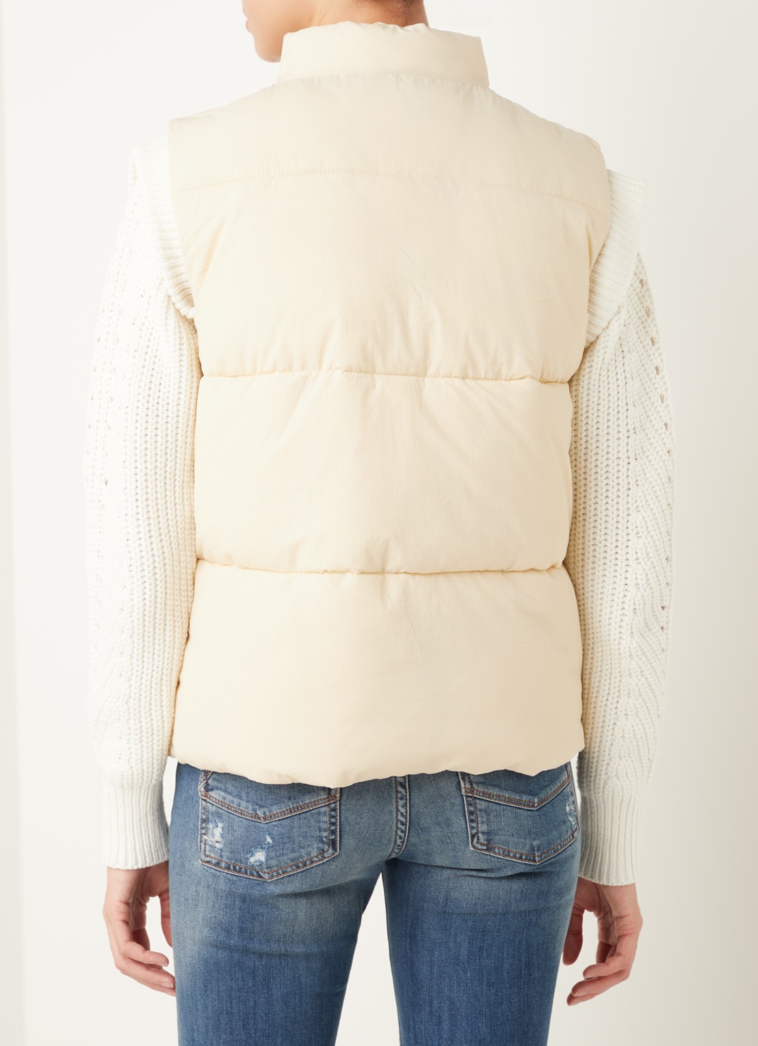 Neo Noir Frankie gewatteerde bodywarmer met steekzakken - achterkant 4 creme