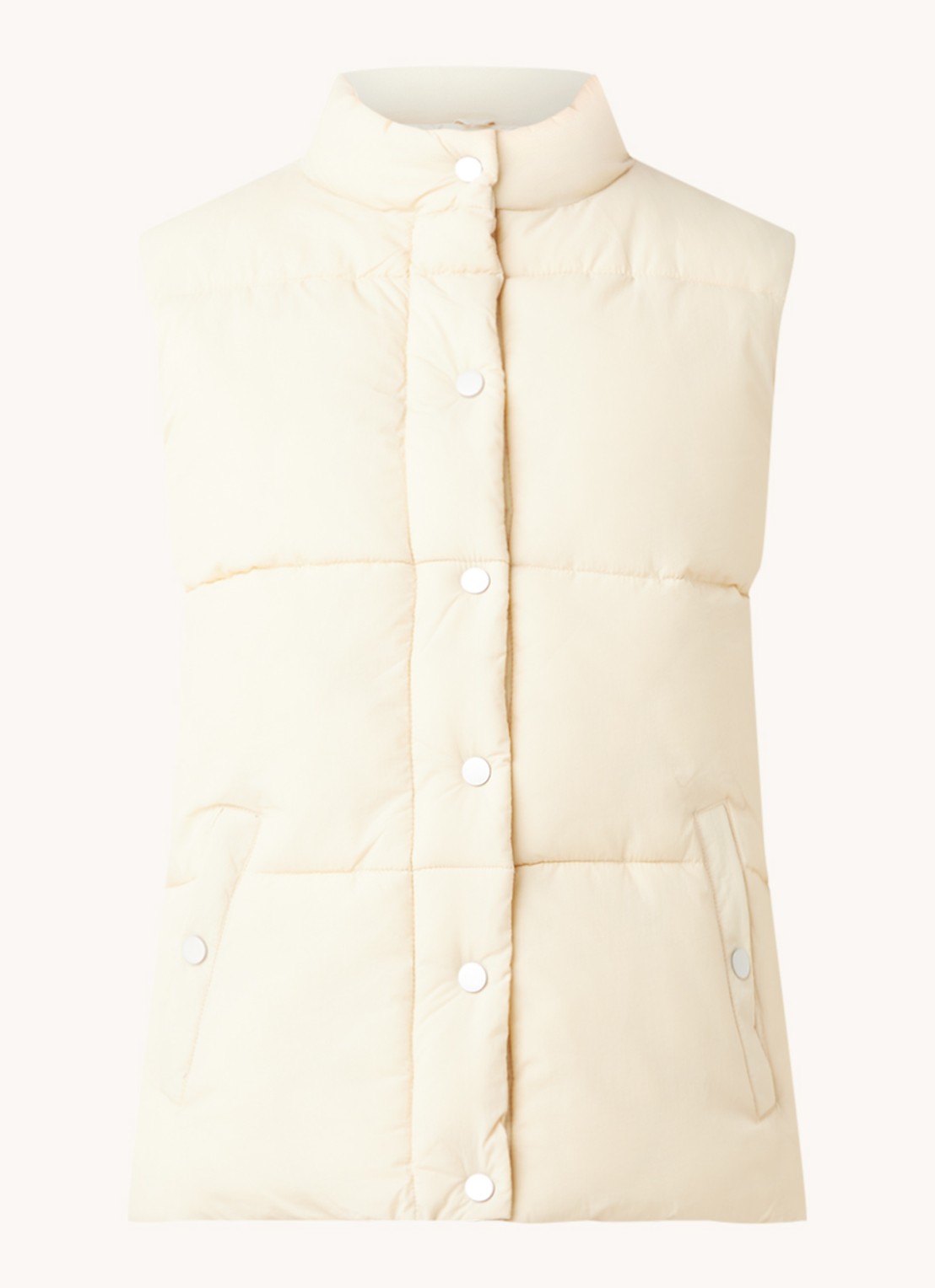 Neo Noir Frankie gewatteerde bodywarmer met steekzakken - voorkant 2 creme
