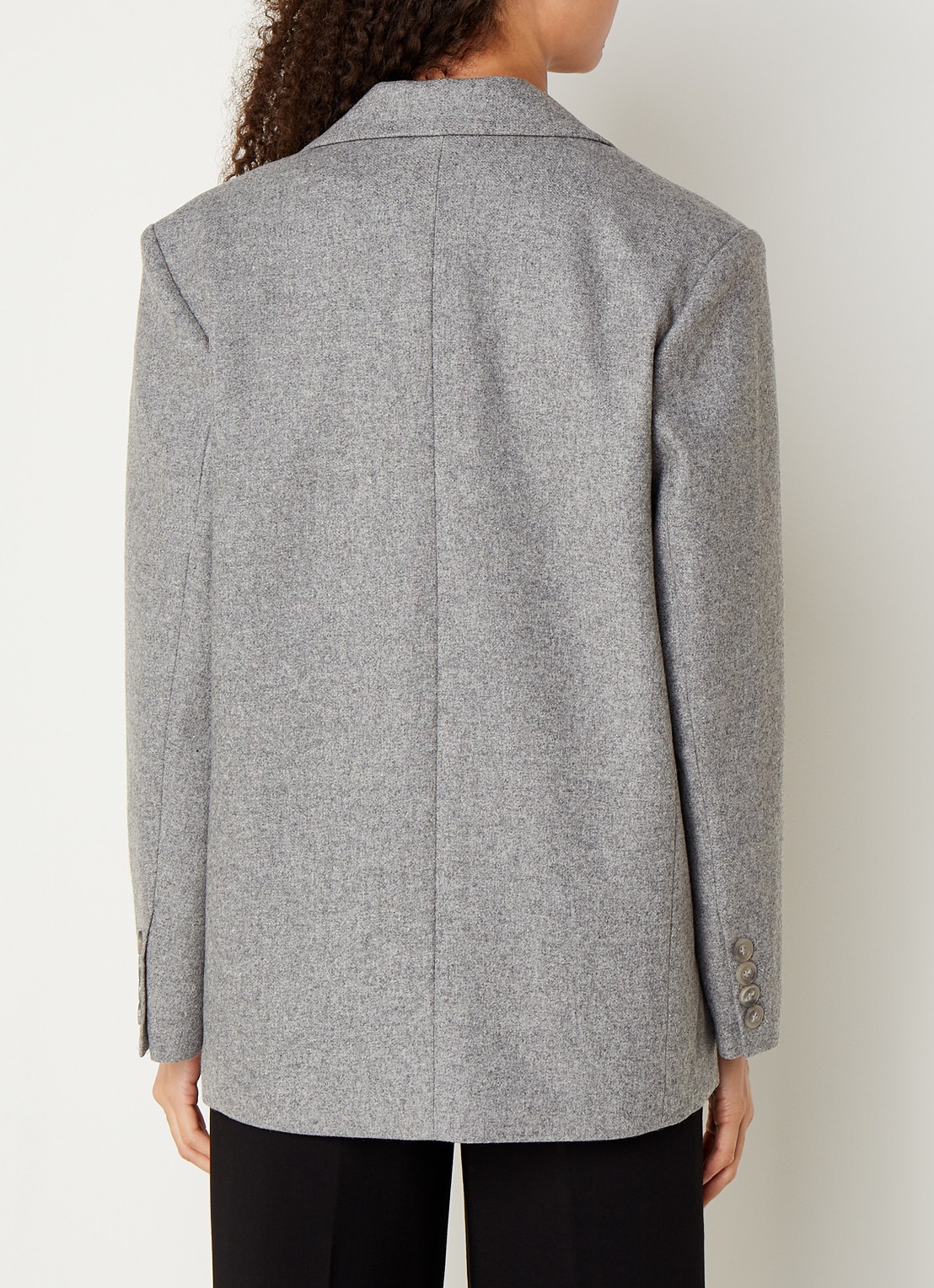 Neo Noir Gaby blazer in wolblend met klepzakken - achterkant grijsmele
