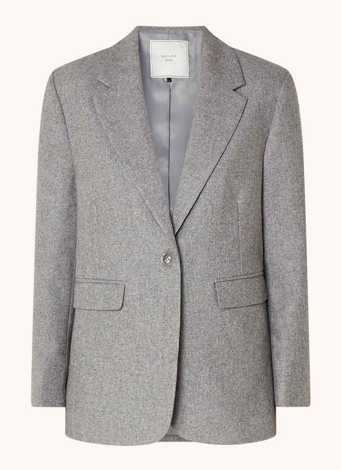 Neo Noir Gaby blazer in wolblend met klepzakken - voorkant 2 grijsmele