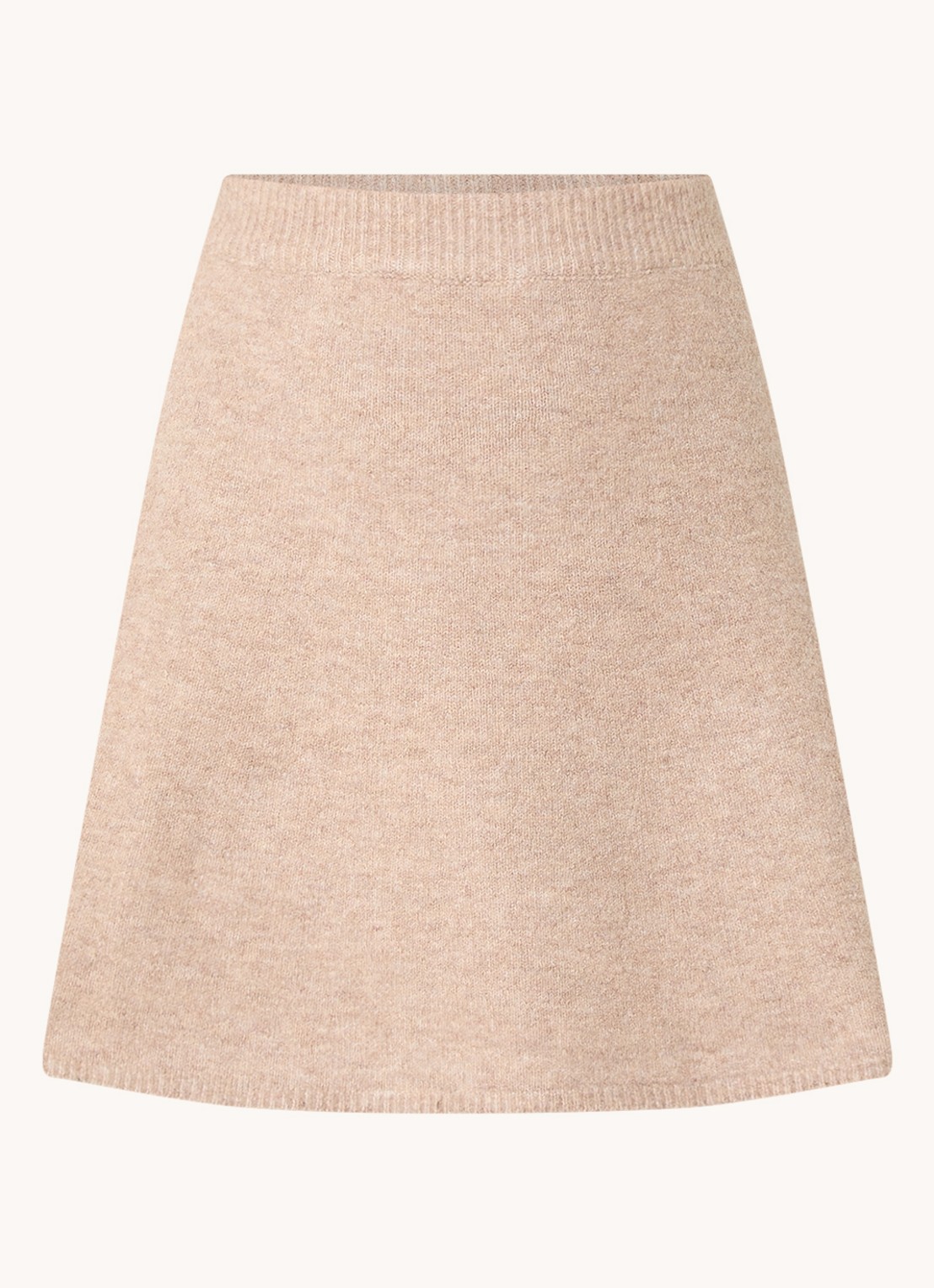 Neo Noir Gisa fijngebreide minirok in wolblend - voorkant 2 beige