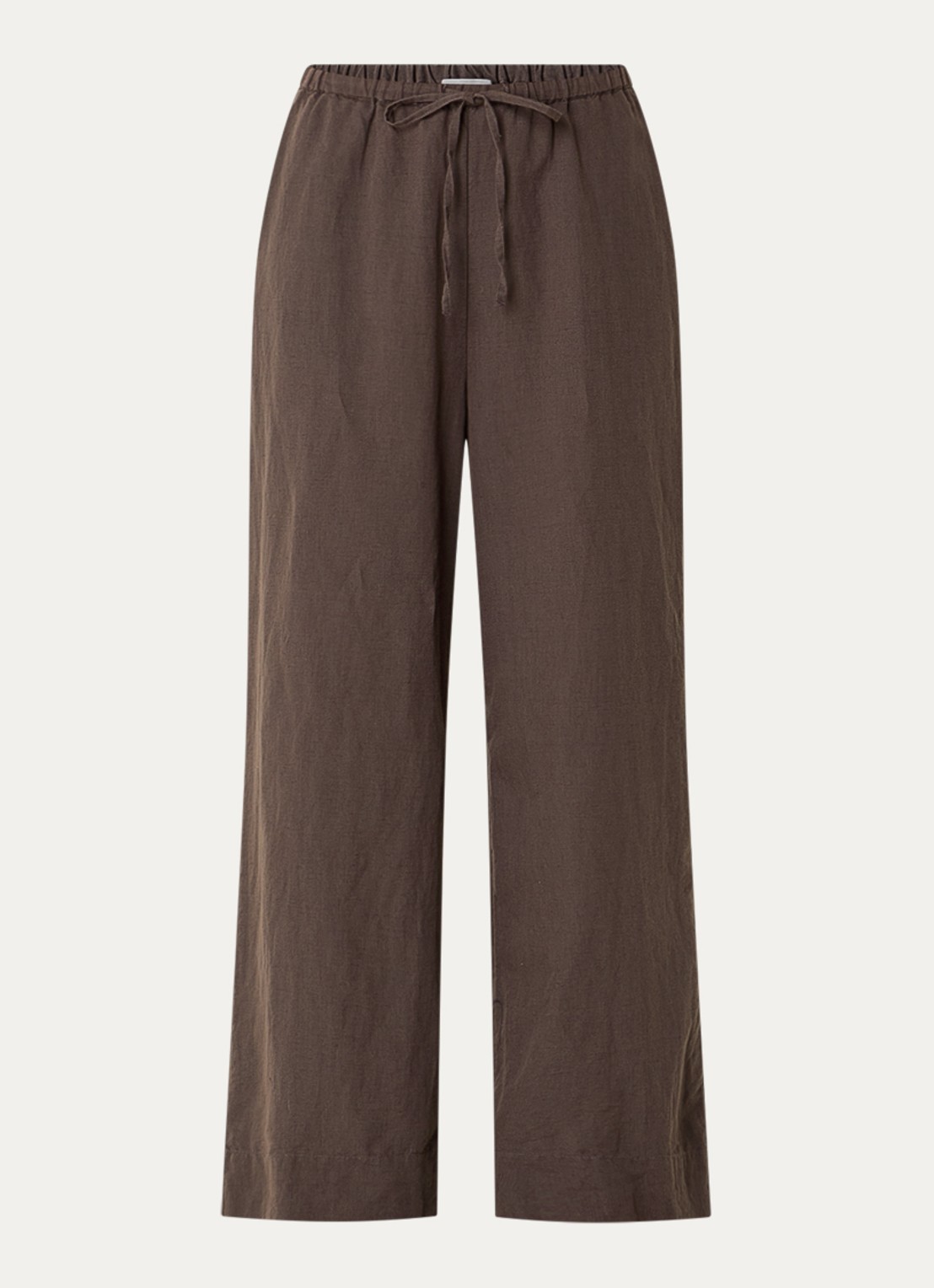 Neo Noir Heifa high waist wide fit broek in linnenblend met steekzakken  - voorkant 3 donkerbruin