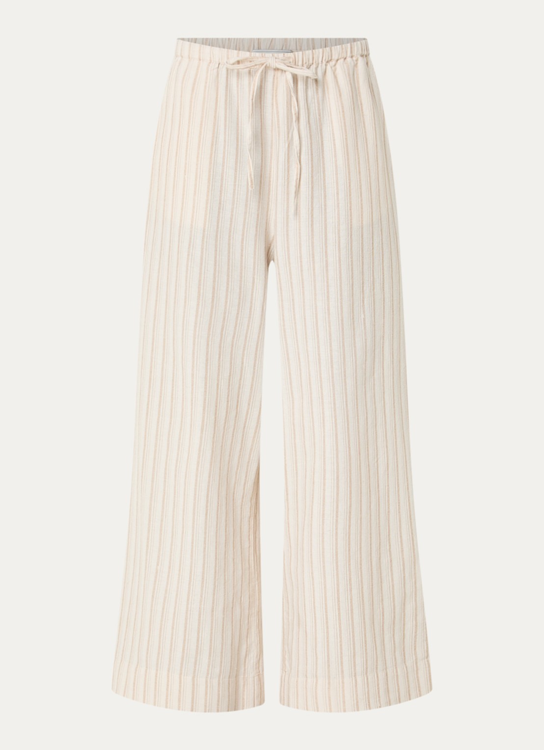 Neo Noir Heifa high waist wide fit broek in linnenblend met streepprint - voorkant 3 zand