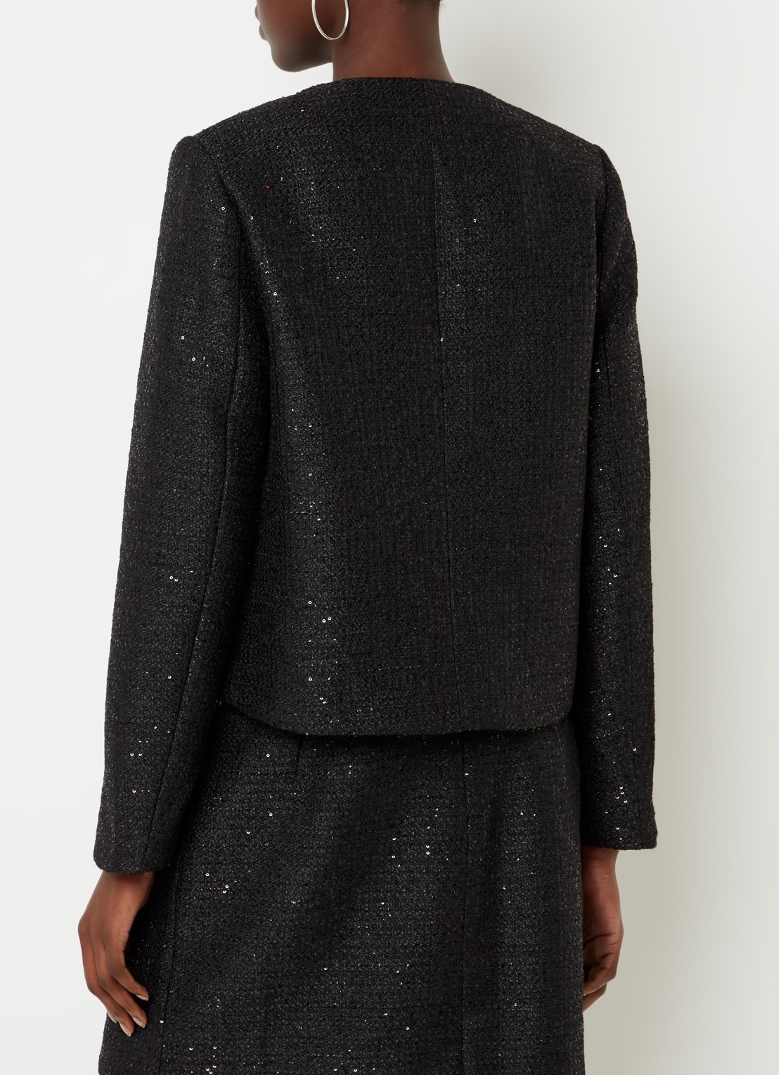 Neo Noir Helina blazer met tweed-look en pailletten - achterkant zwart