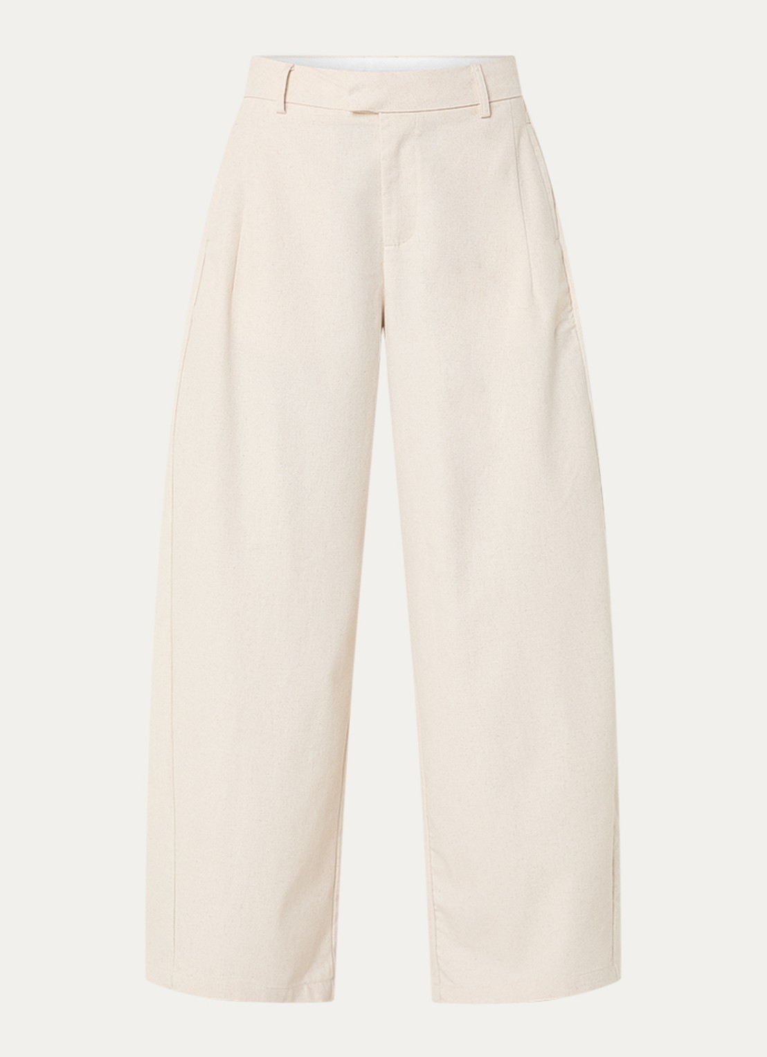 Neo Noir High waist wide fit broek in linnenblend met steekzakken - voorkant 3 gebroken wit