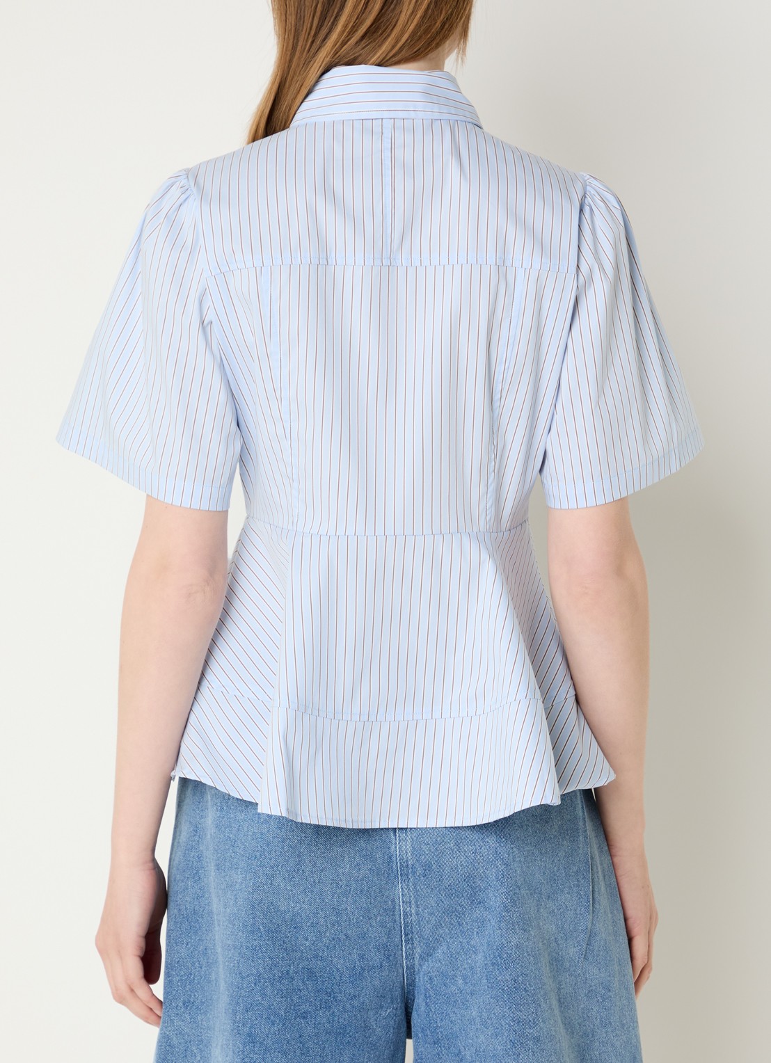 Neo Noir Janelle blouse met streepprint - achterkant 2 lichtblauw