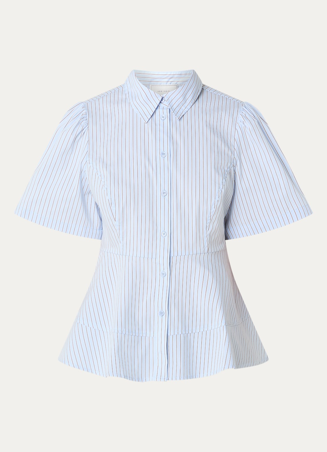 Neo Noir Janelle blouse met streepprint - voorkant 3 lichtblauw