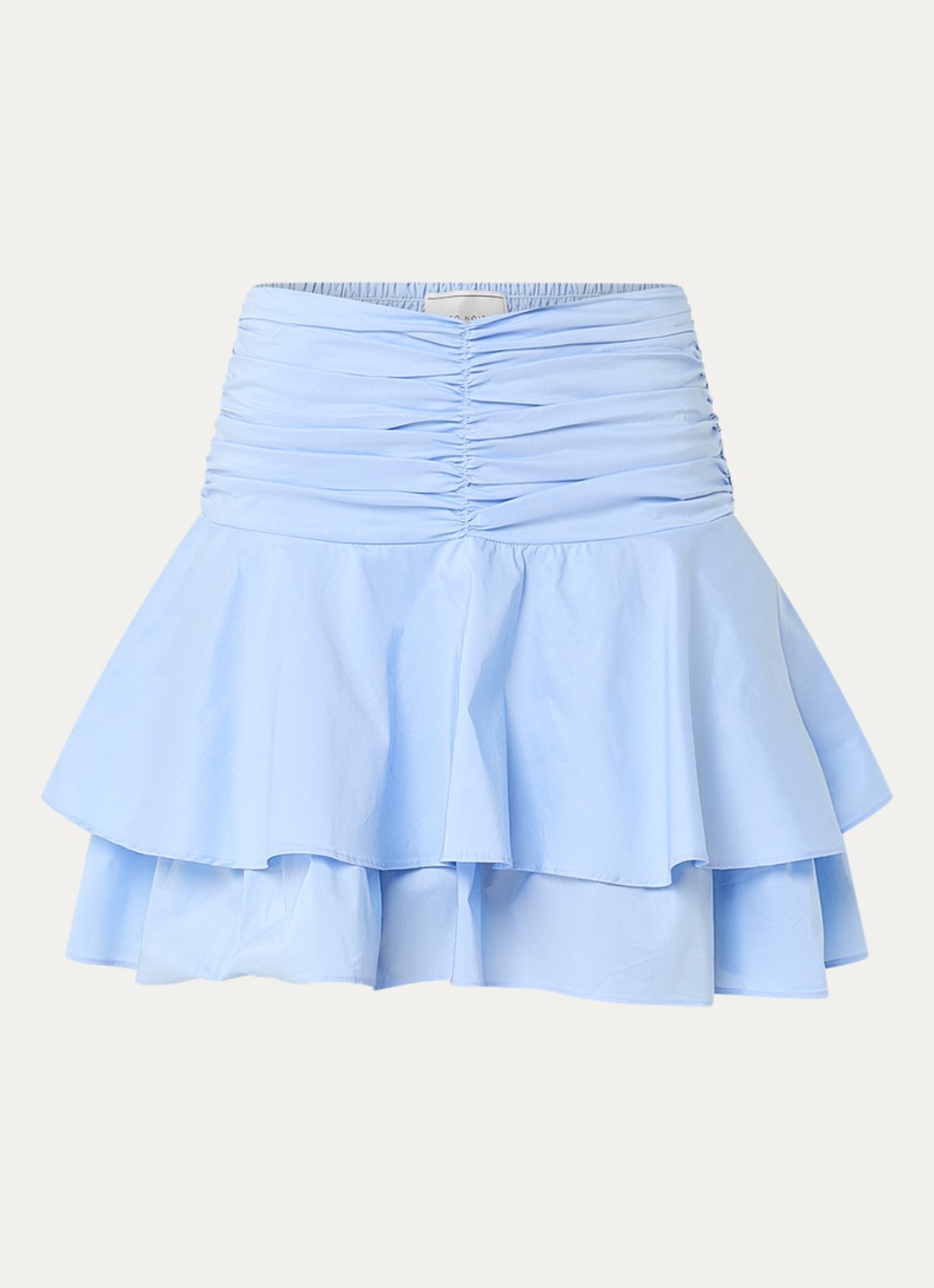 Neo Noir Janie poplin high waist mini rok met smockwerk  - voorkant 2 lichtblauw