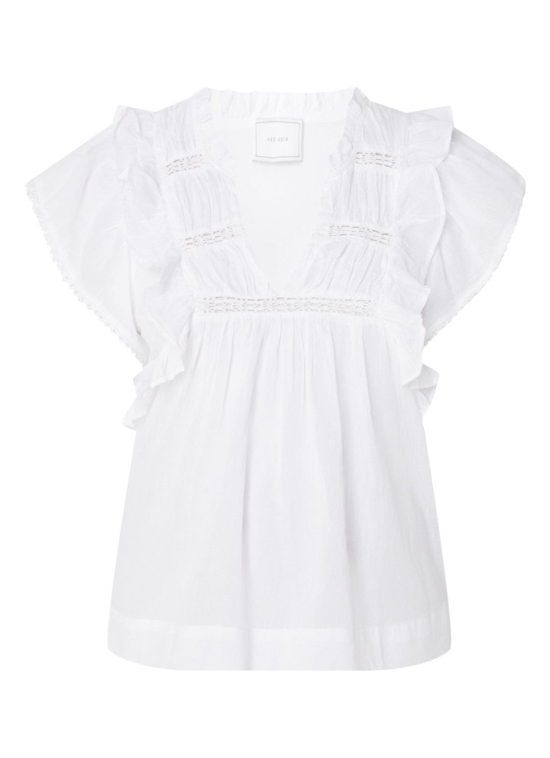 Neo Noir Jayla semi-transparante tuniek met opengewerkte details - voorkant 3 wit