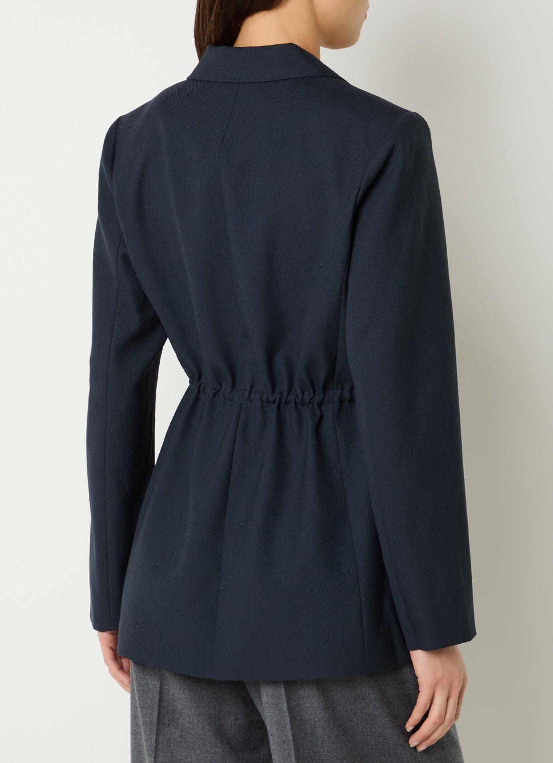 Neo Noir Jemmie blazer met schoudervulling en ceintuur - achterkant donkerblauw