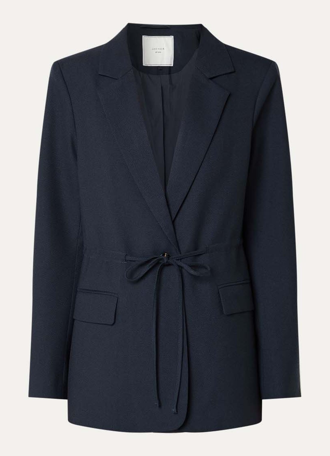 Neo Noir Jemmie blazer met schoudervulling en ceintuur - voorkant 3 donkerblauw