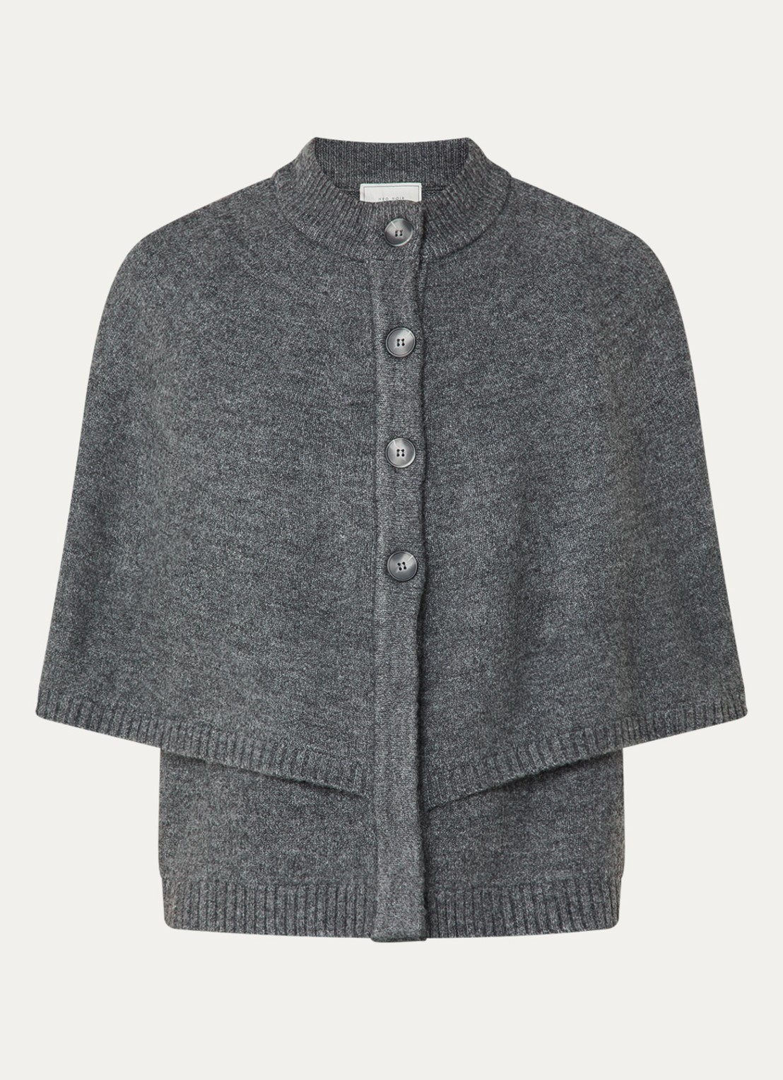 Neo Noir Josei fijngebreid vest met opstaande kraag - voorkant 3 grijs