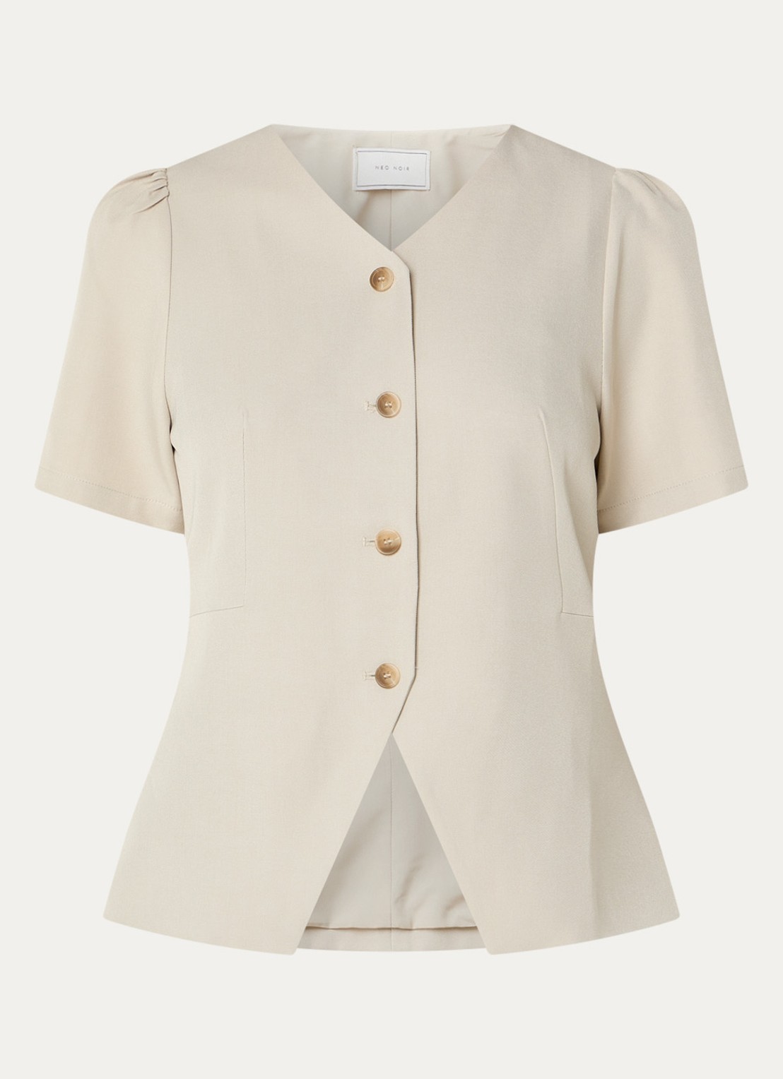 Neo Noir Jules blouse met ronde hals - voorkant gebroken wit