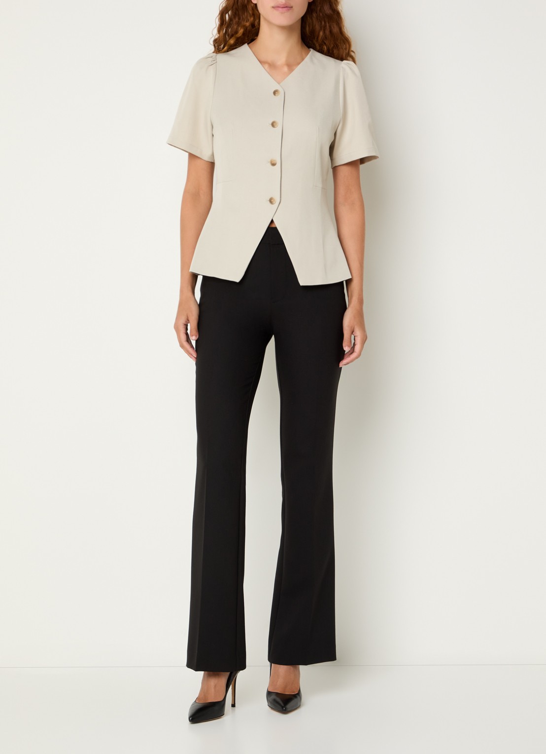Neo Noir Jules blouse met ronde hals - voorkant 2 gebroken wit