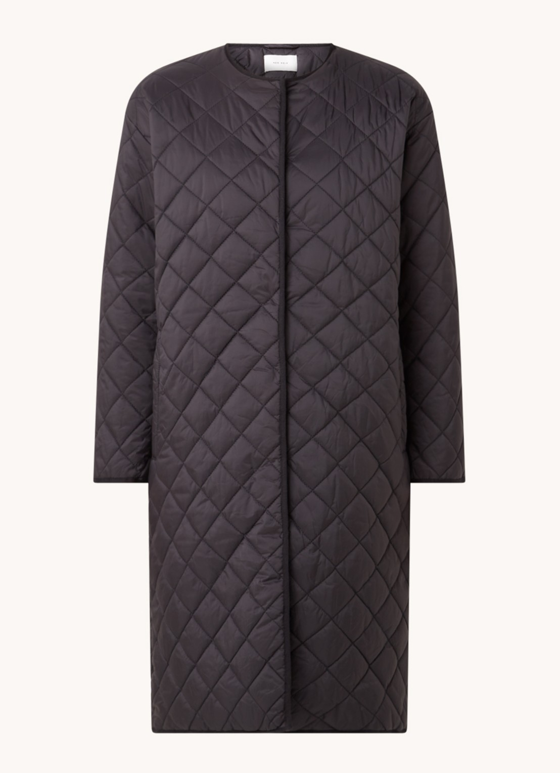 Neo Noir Jullia gewatteerde jas met quilted patroon - voorkant zwart