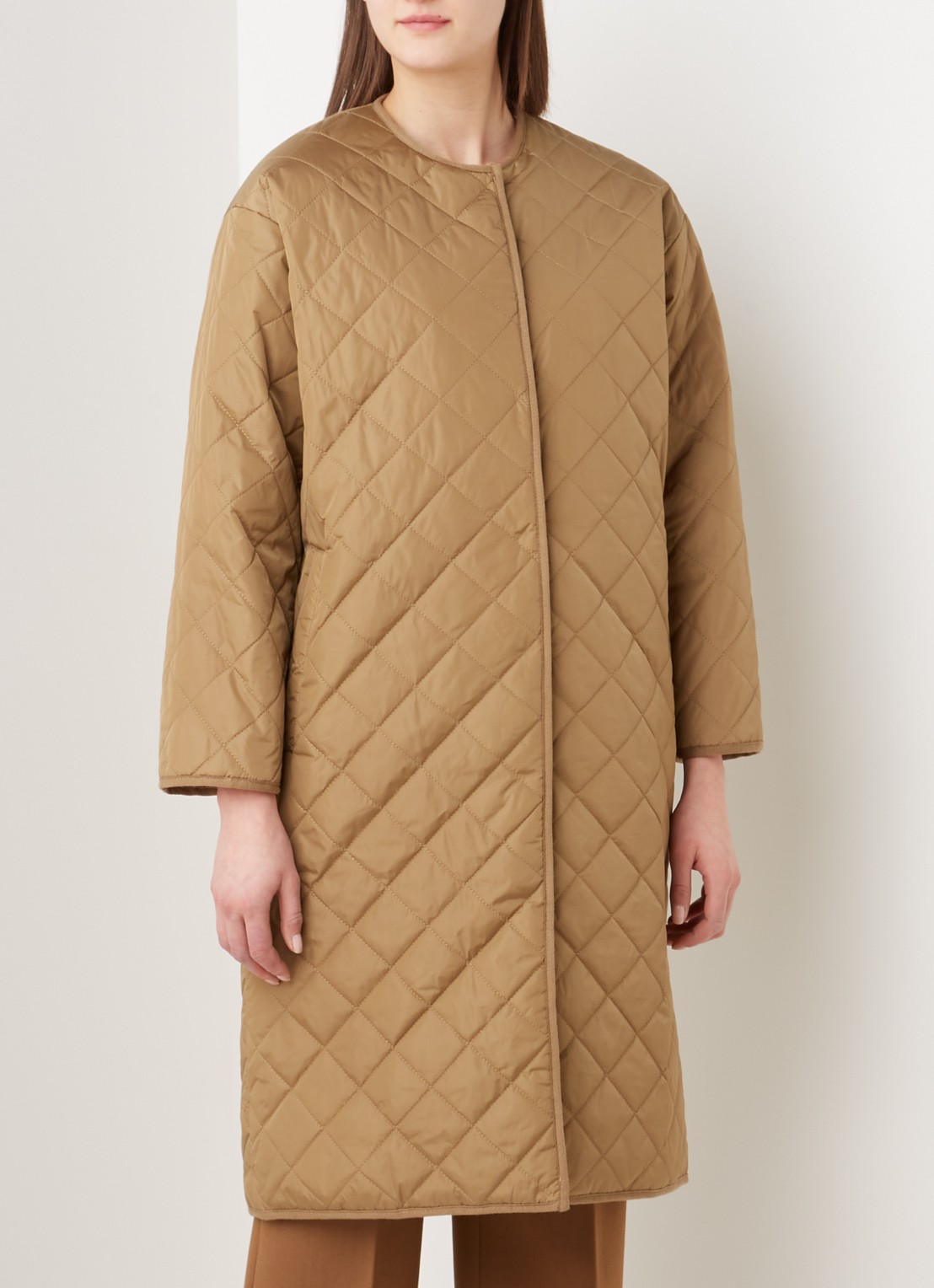 Neo Noir Jullia gewatteerde jas met quilted patroon - detail 4 camel