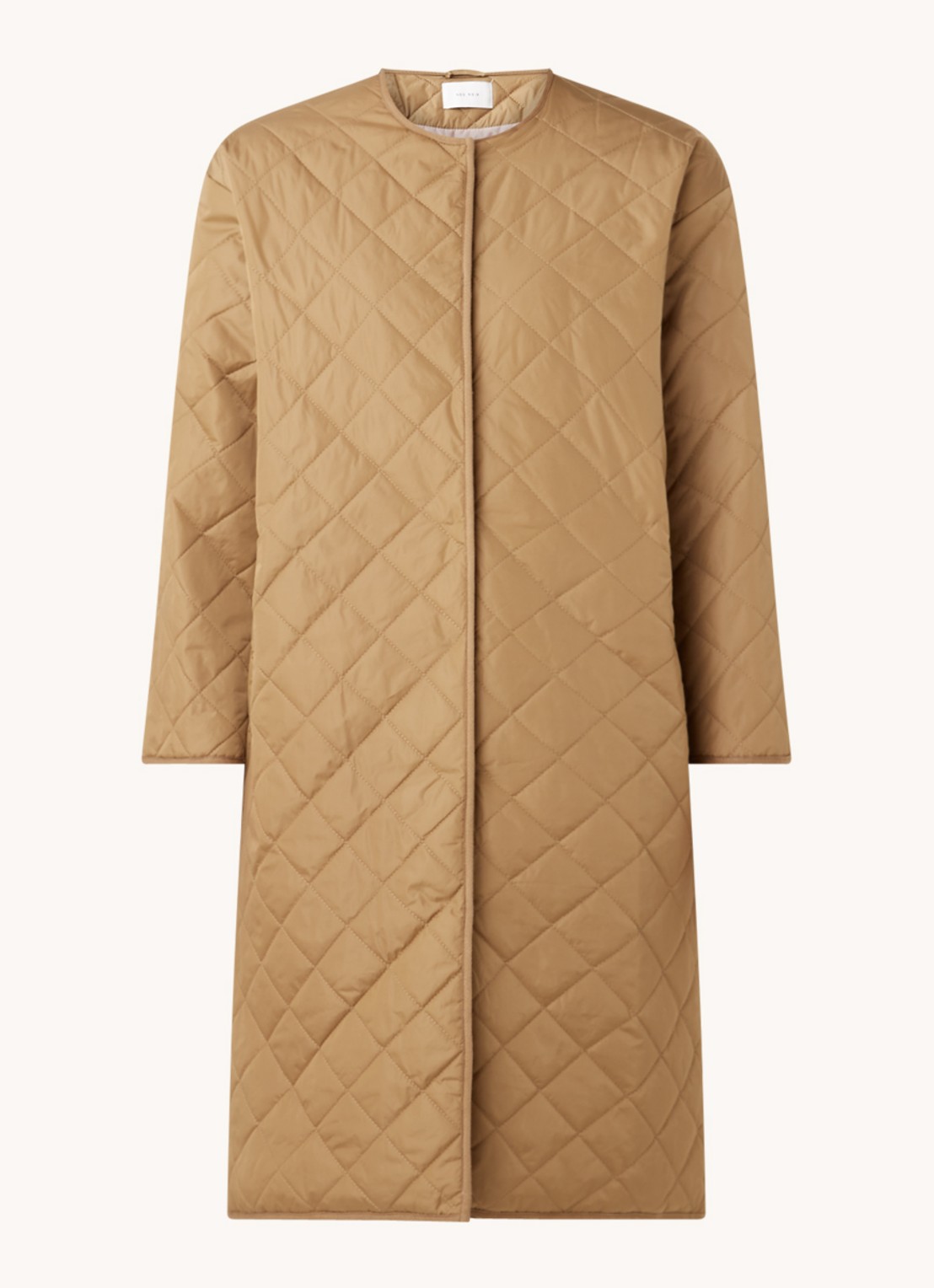 Neo Noir Jullia gewatteerde jas met quilted patroon - voorkant 2 camel