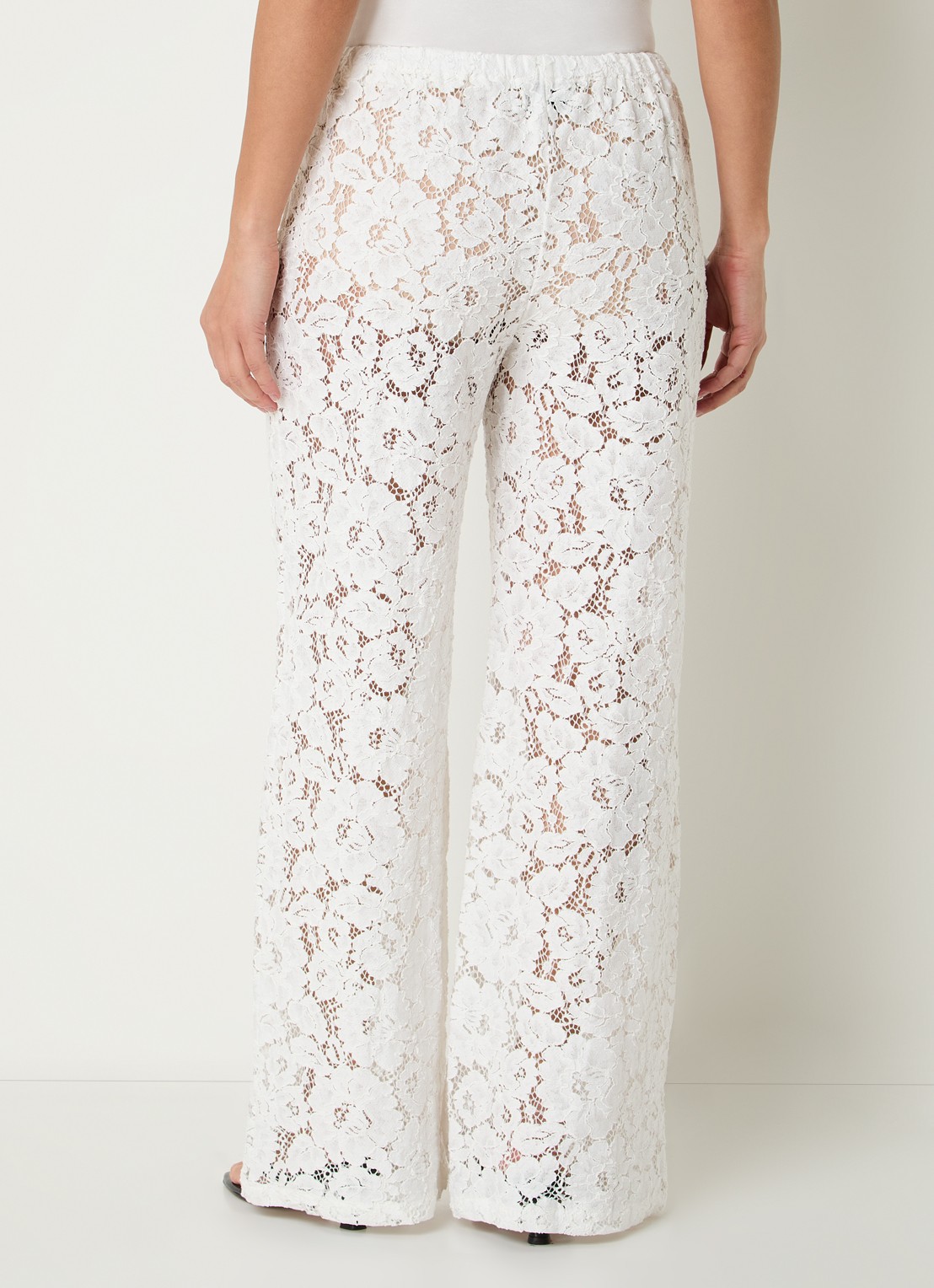 Neo Noir Kelans mid waist flared fit broek van kant  - achterkant gebroken wit