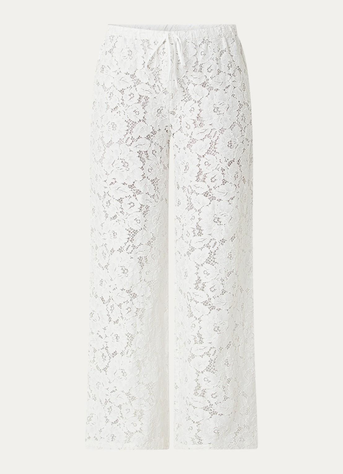 Neo Noir Kelans mid waist flared fit broek van kant  - voorkant 2 gebroken wit