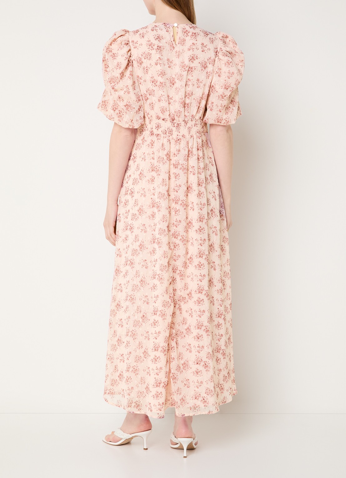 Neo Noir Kikka maxi jurk met bloemenprint - achterkant 3 lichtroze