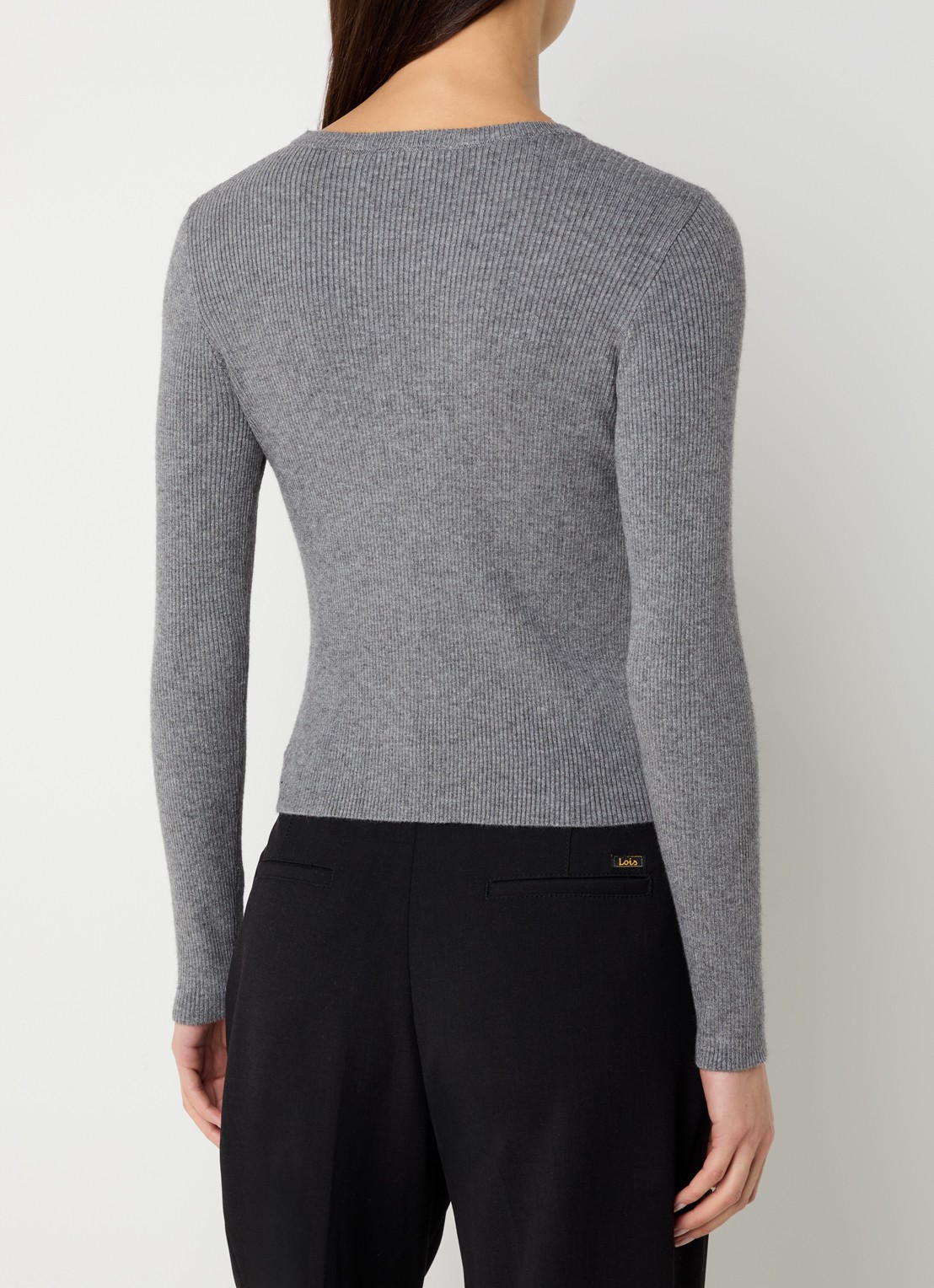 Neo Noir Kirrera ribgebreide top met stretch - achterkant 2 middengrijs