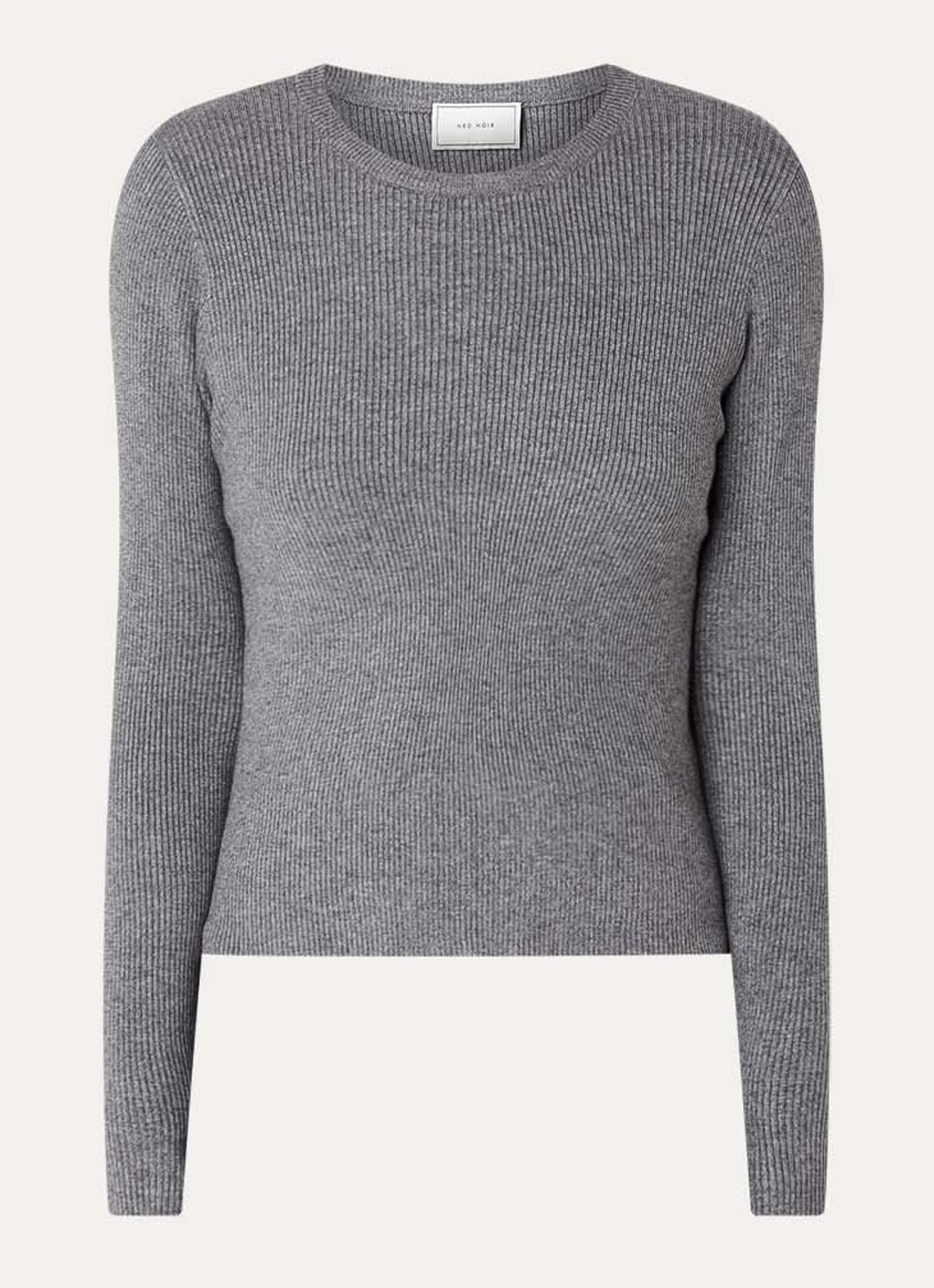 Neo Noir Kirrera ribgebreide top met stretch - voorkant 3 middengrijs
