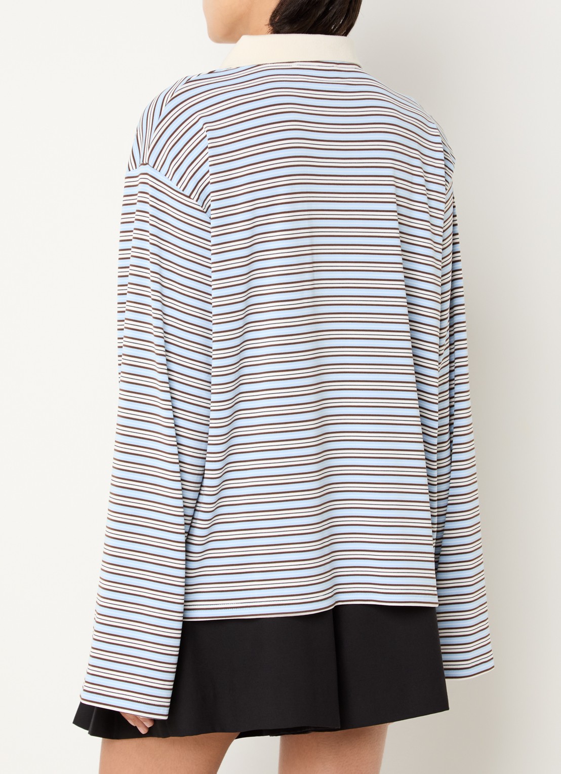 Neo Noir Lirenne polo met streepprint - achterkant 3 lichtblauw