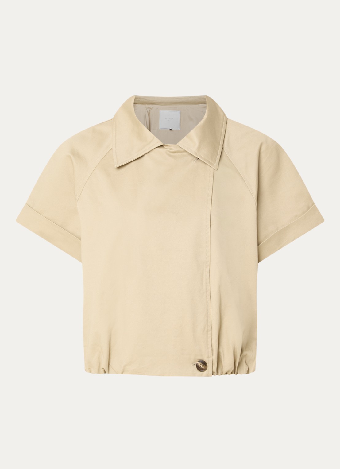 Neo Noir Lisha trenchcoat met asymmetrische hals - voorkant beige