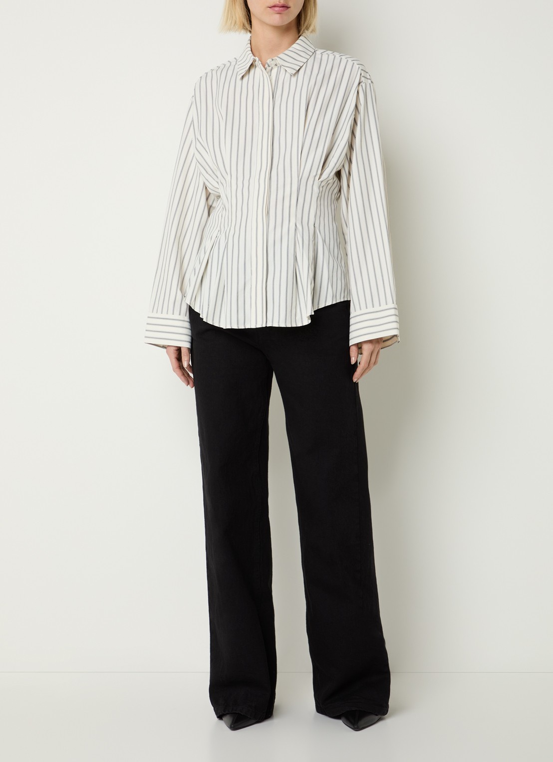 Neo Noir Lytra blouse met streepprint - voorkant 3 wit